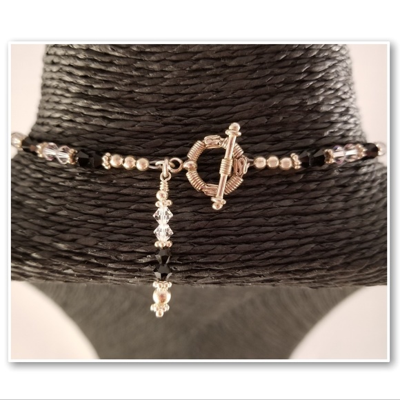 Black and Clear Swarovski and Sterling Silver Set - Picture 4 of 8